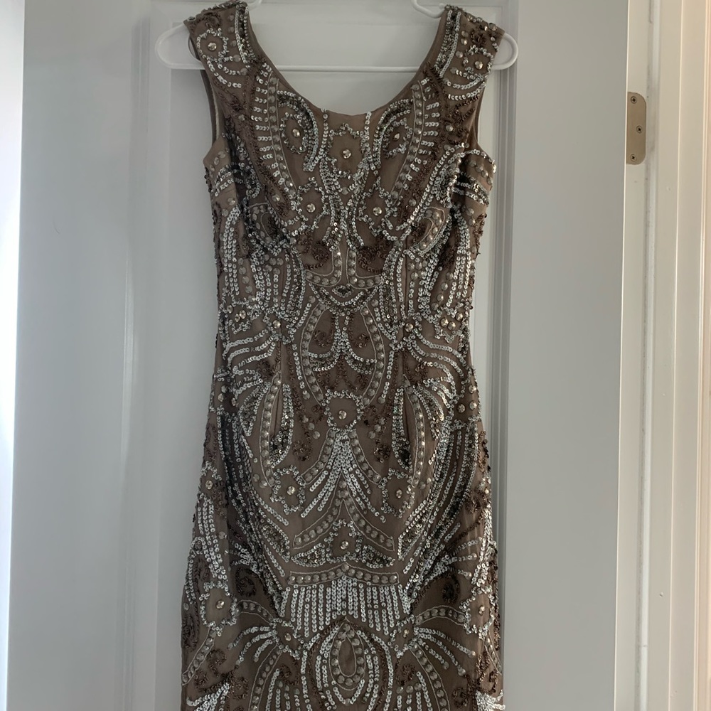 Embroidered Dress Tan